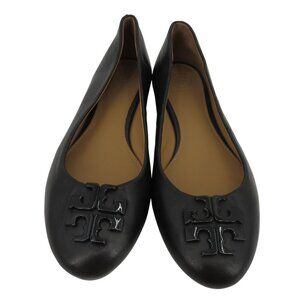 Tory Burch Lowell 2 Women 8 M Black Leather Ballet Flat Slip On Shoes 57778 Logo